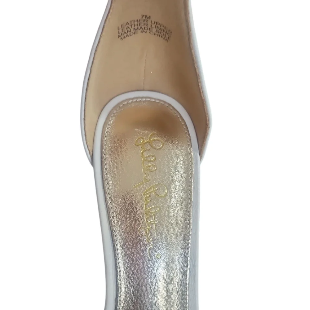 NWT Lilly Pulitzer Jenna Wedge White Leather Sz 7 New